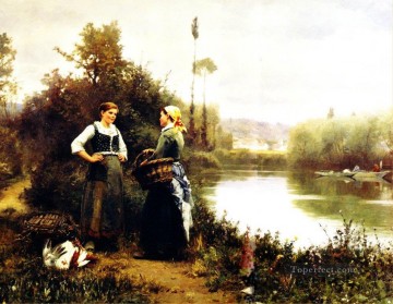 Daniel Ridgway Knight Painting - On the Way to Market countrywoman Daniel Ridgway Knight